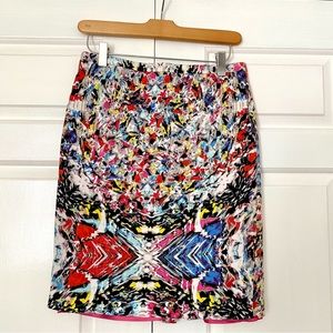 T Tahari Abstract Multicolor Print Skirt